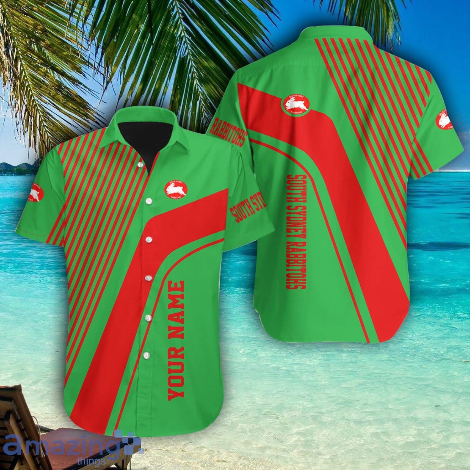 South Sydney Rabbitohs Personalized Name Hawaiian Shirt Summer Team Shirt image South Sydney Rabbitohs Personalized Name Hawaiian Shirt Summer Team Shirt Product Photo 1