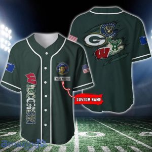 Sport Lover Wisconsin DARK GREEN jersey BaseBall Custom Name Product Photo 1