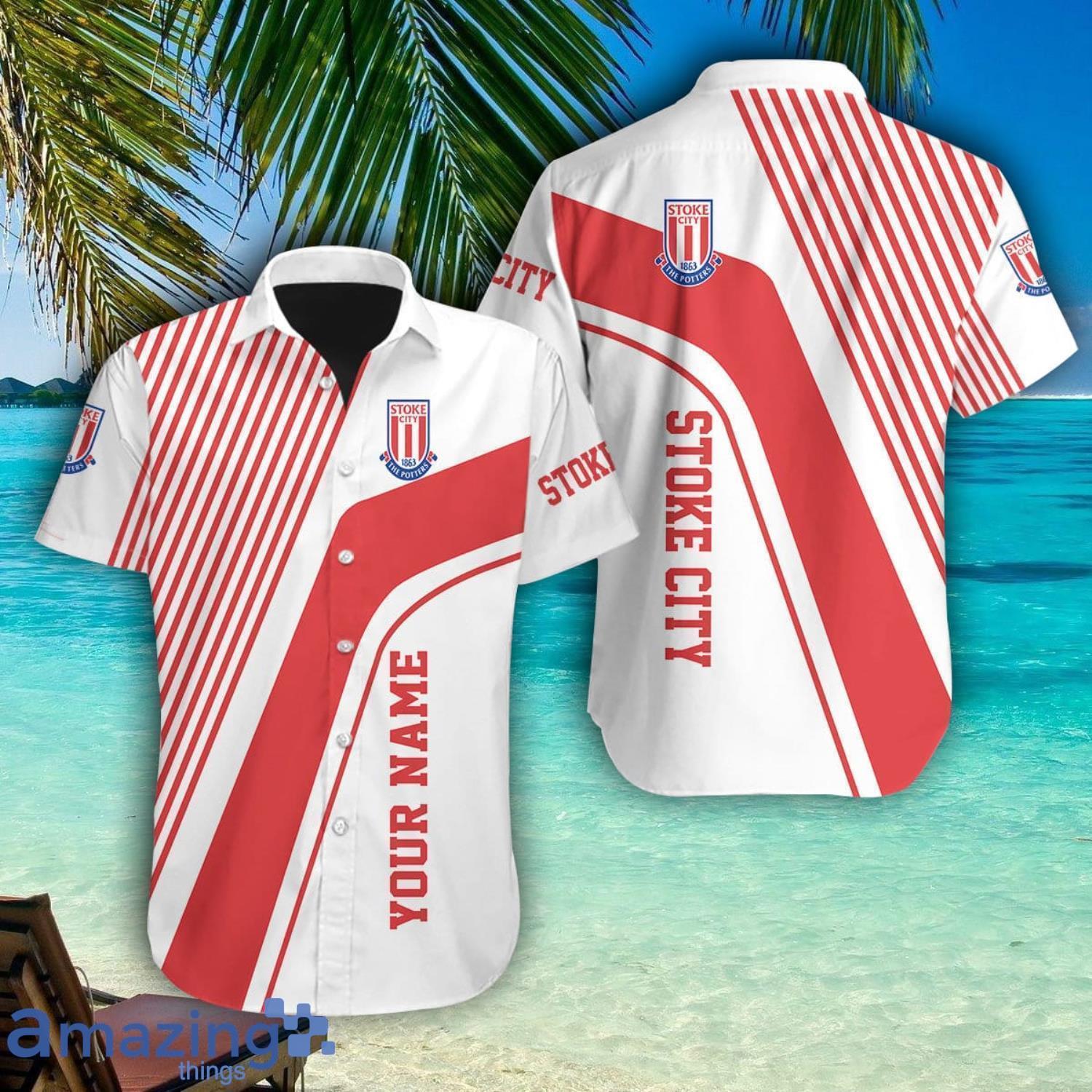 Stoke City Personalized Name Hawaiian Shirt Summer Team Shirt image Stoke City Personalized Name Hawaiian Shirt Summer Team Shirt Product Photo 1