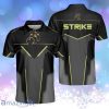 Strike Black And Golden Pattern Bowling Digital Best Bowling Personalized Polo Shirt