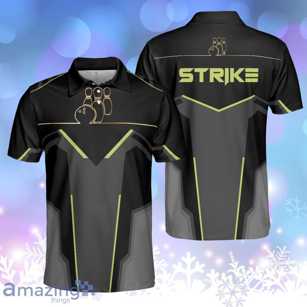 Strike Black And Golden Pattern Bowling Digital Best Bowling Personalized Polo Shirt image Strike Black And Golden Pattern Bowling Digital Best Bowling Personalized Polo Shirt Product Photo 1