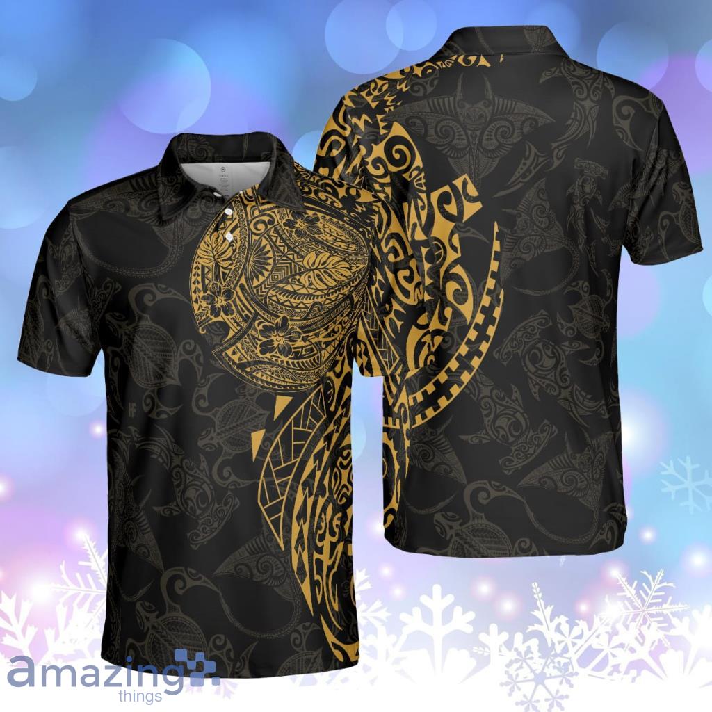 Strong And Cool Polynesian Pattern Luxury Black And Gold Personalized Polo Shirt image Strong And Cool Polynesian Pattern Luxury Black And Gold Personalized Polo Shirt Product Photo 1