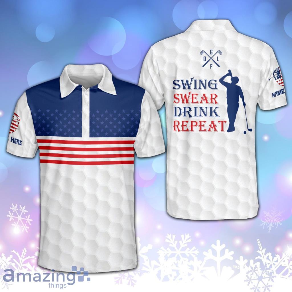 Swing Swear Drink Repeat Golf Ver3 Personalized Polo Shirt image Swing Swear Drink Repeat Golf Ver3 Personalized Polo Shirt Product Photo 1