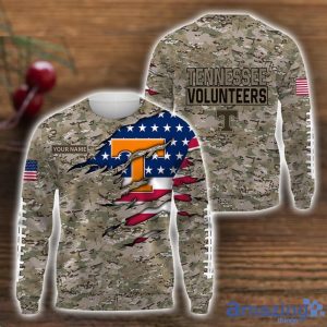 Tennessee Volunteers Custom Name T-Shirt Hoodie Sweatshirt Flag And Camo Pattern Father's Day Gift Perfect Gift For Sport Fans Product Photo 2