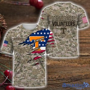 Tennessee Volunteers Custom Name T-Shirt Hoodie Sweatshirt Flag And Camo Pattern Father's Day Gift Perfect Gift For Sport Fans Product Photo 3
