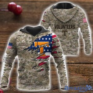 Tennessee Volunteers Custom Name T-Shirt Hoodie Sweatshirt Flag And Camo Pattern Father's Day Gift Perfect Gift For Sport Fans Product Photo 1