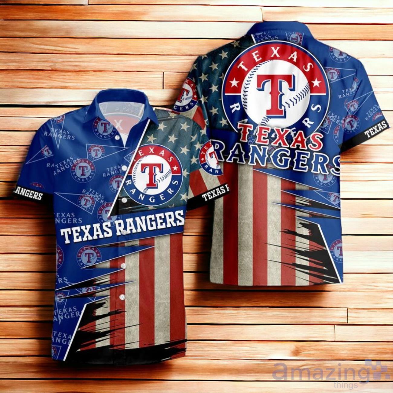 Texas Rangers American Flag Hawaiian Shirt 3D For Men Women Product Photo 1