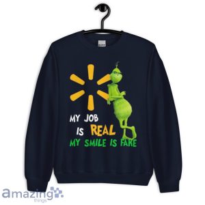 The Grinch And Walmart Logo My Job Is Real My Smile Is Fake Shirt Product Photo 8