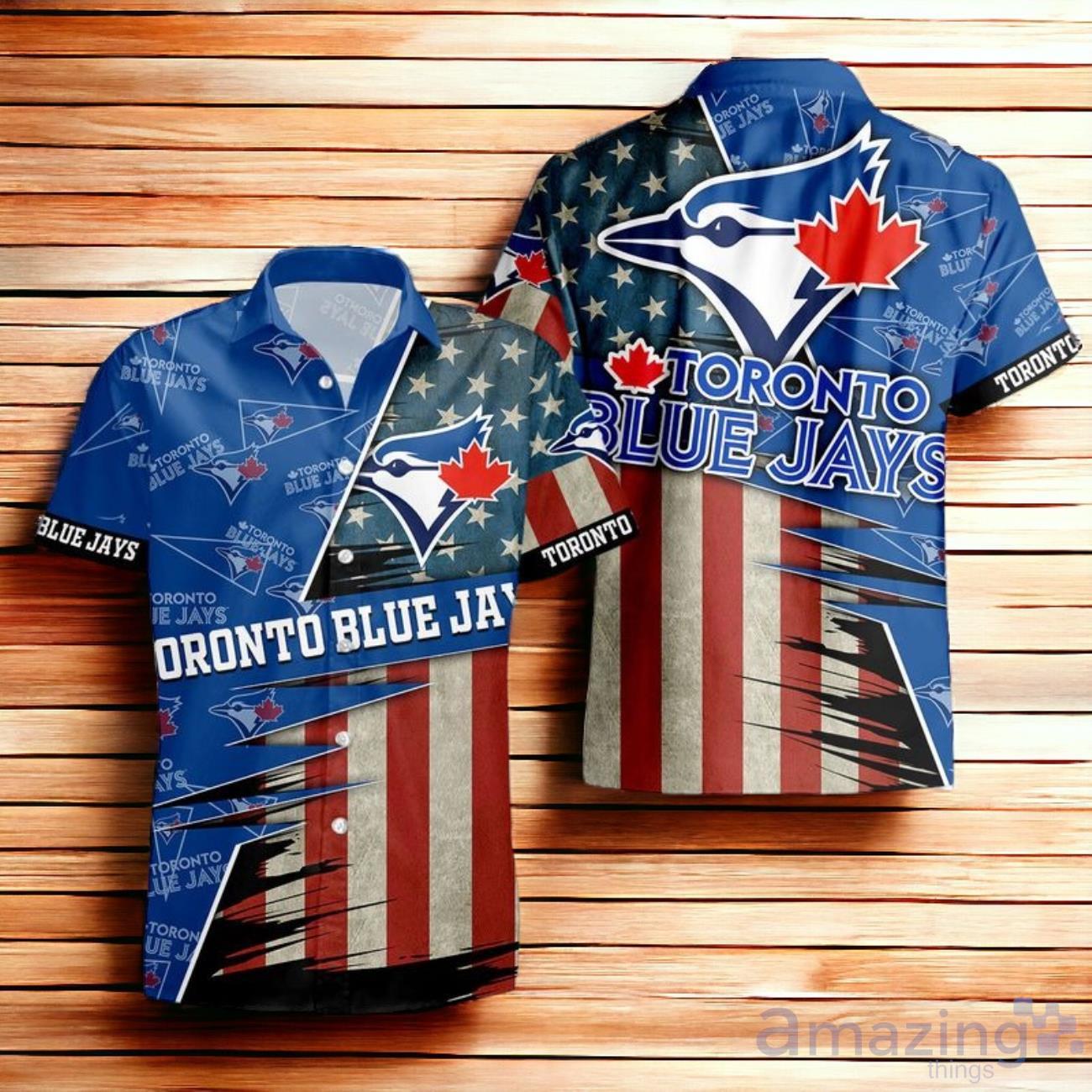 Toronto Blue Jays American Flag Hawaiian Shirt 3D For Men Women Product Photo 1