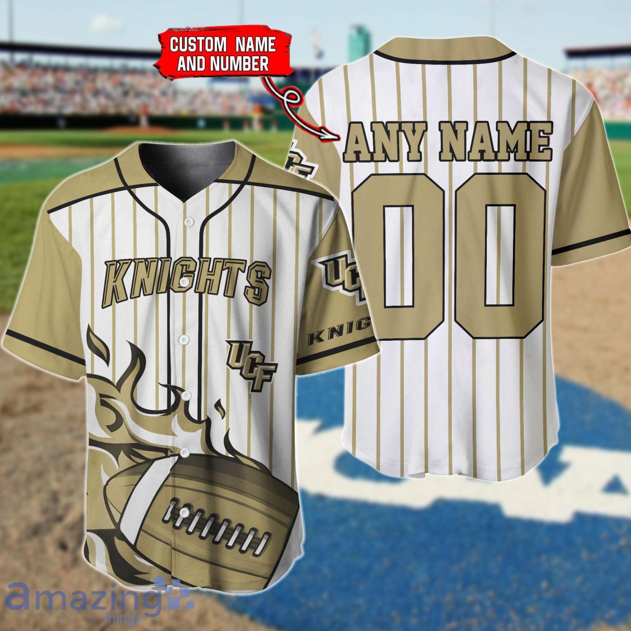 UCF Knights Custom Name And Number Baseball Jersey Shirt NCAA Fans Gift image UCF Knights Custom Name And Number Baseball Jersey Shirt NCAA Fans Gift Product Photo 1