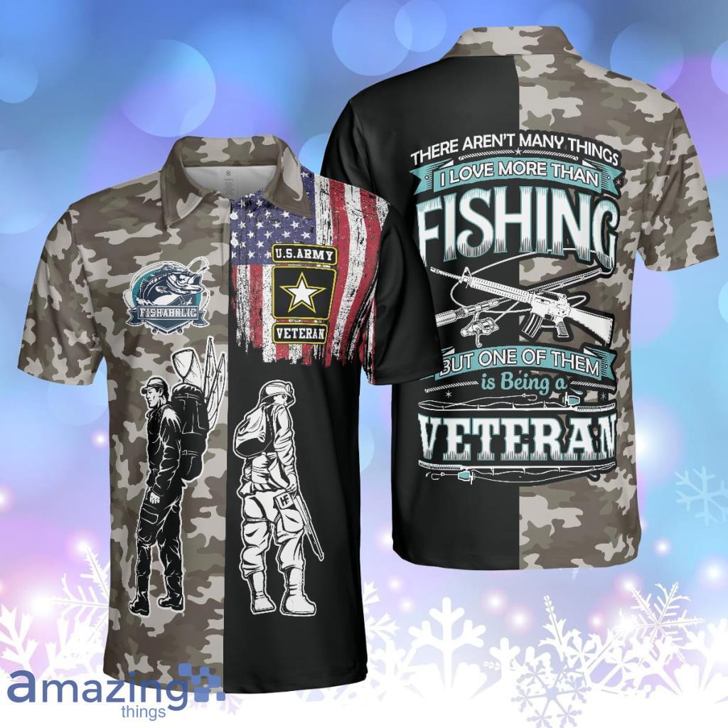 Veteran Fishing With American Flag Camouflage Veteran Fisher Sketching Patriotic Fishing Personalized Polo Shirt image Veteran Fishing With American Flag Camouflage Veteran Fisher Sketching Patriotic Fishing Personalized Polo Shirt Product Photo 1