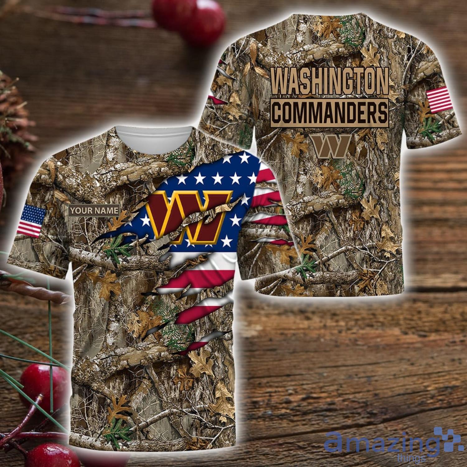 Washington Commanders 3D Printed T Shirt Hoodie Sweatshirt Camo Hunting Perfect Gift Custom Name For Fans image Washington Commanders 3D Printed T-Shirt Hoodie Sweatshirt Camo Hunting Perfect Gift Custom Name For Fans Product Photo 3