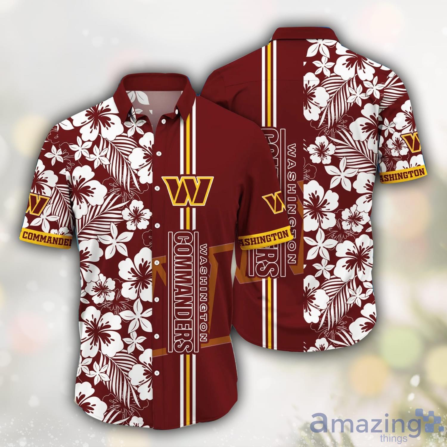 Washington Commanders NFL Flower Hawaii Shirt Summer Gift Men And Wwomen Shirts image Washington Commanders NFL Flower Hawaii Shirt Summer Gift Men And Wwomen Shirts Product Photo 1