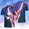 Watercolor Golf American Flag Men Personalized Polo Shirt