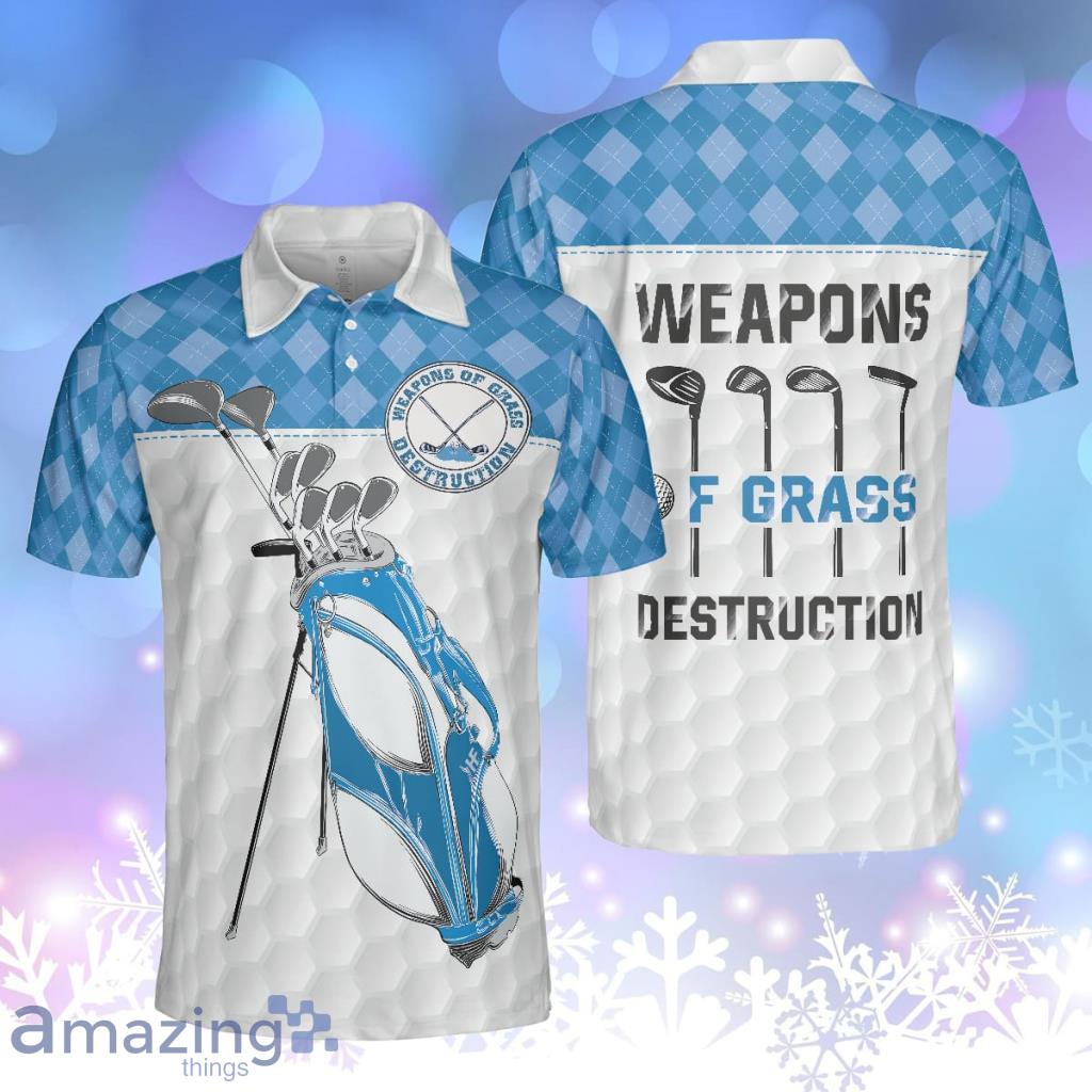 Weapons Of Grass Destruction Golf Texture Blue Argyle Pattern Personalized Polo Shirt image Weapons Of Grass Destruction Golf Texture Blue Argyle Pattern Personalized Polo Shirt Product Photo 1