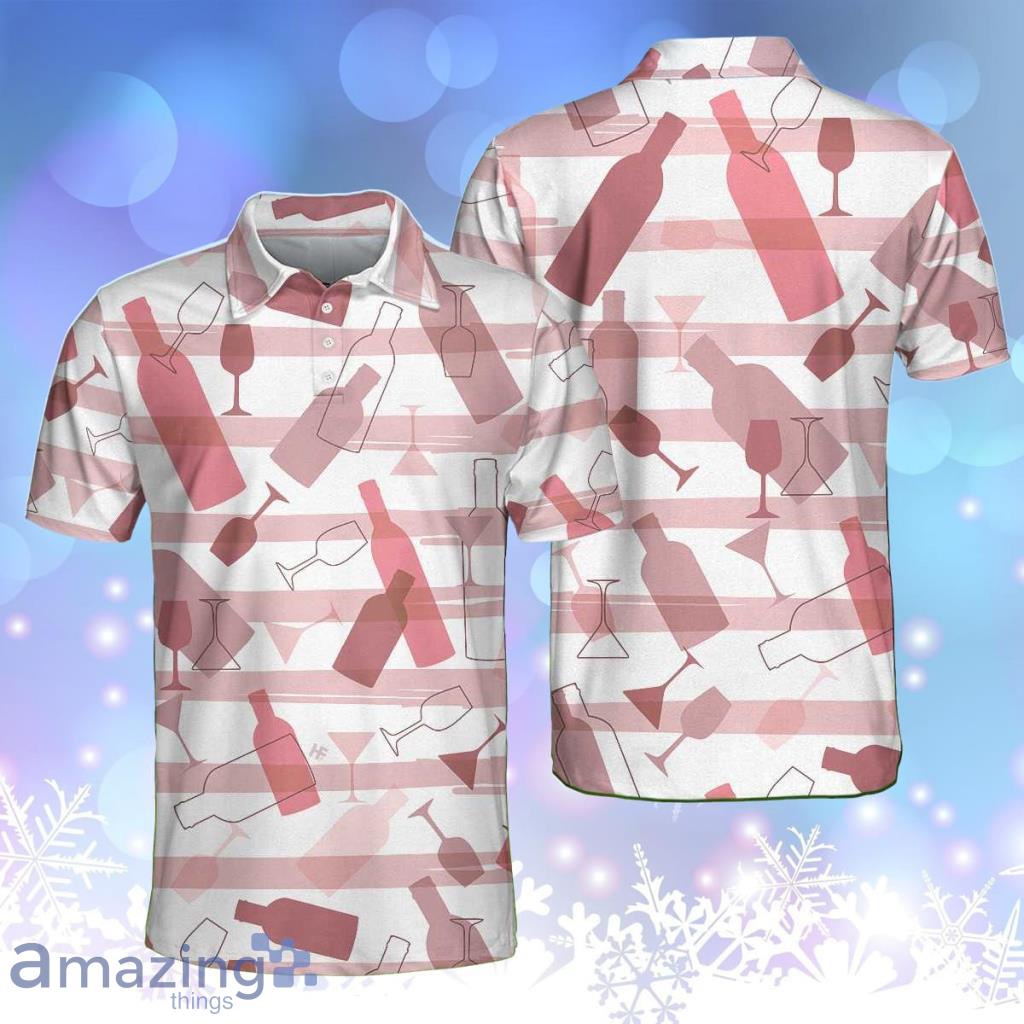 Wine Pattern Pink Horizontal Stripe Best Wine Drinking Personalized Polo Shirt image Wine Pattern Pink Horizontal Stripe Best Wine Drinking Personalized Polo Shirt Product Photo 1