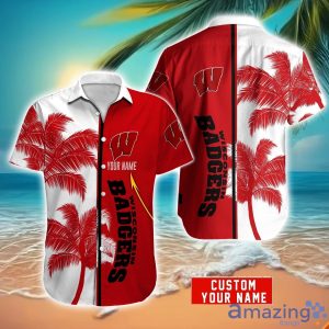 Wisconsin Badgers Hawaiian Shirt And Shorts Set Custom Name Summer Vacation Shirt NCAA1 Fans Product Photo 1