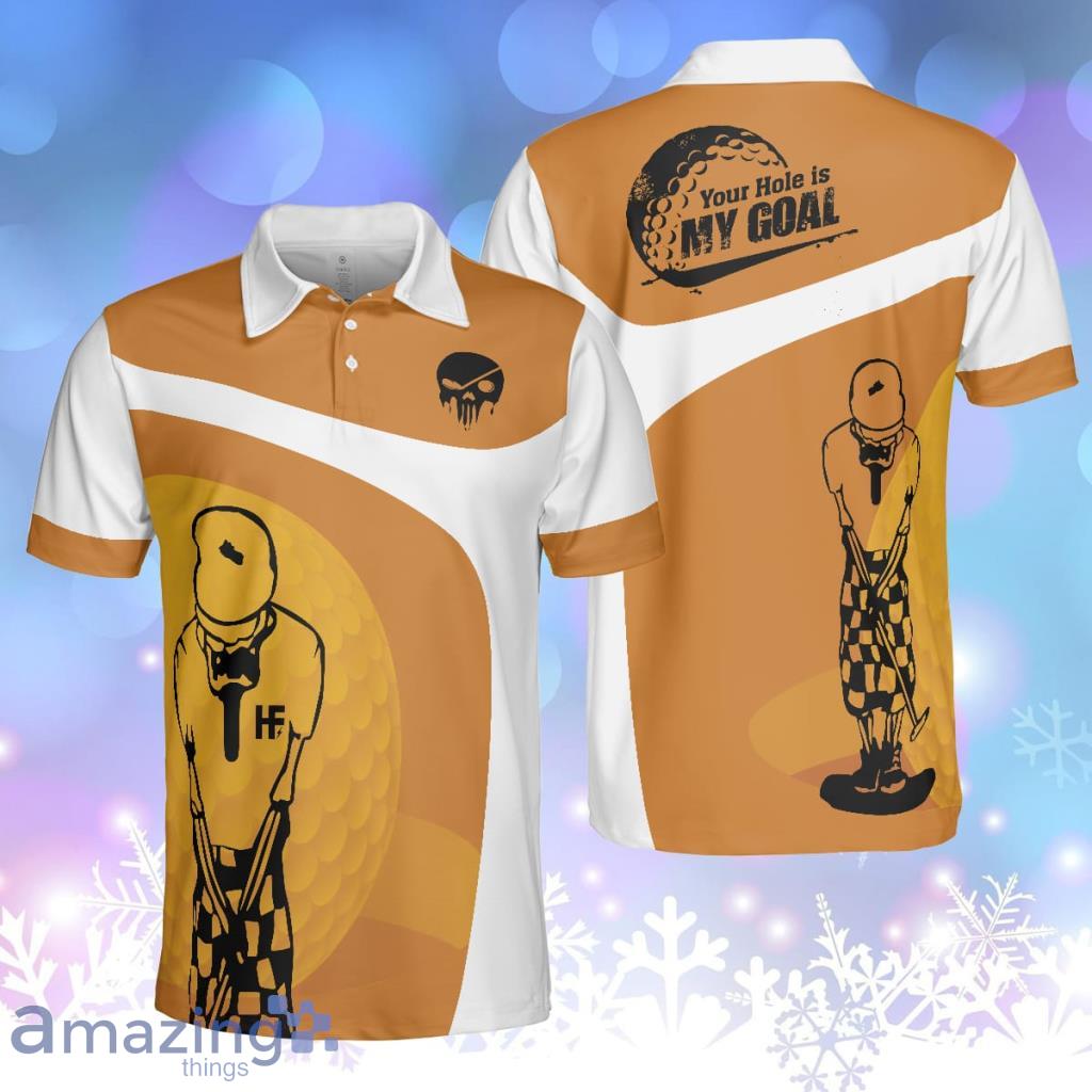 Your Hole Is My Goal Skull Light Brown Skeleton Golfer Personalized Polo Shirt image Your Hole Is My Goal Skull Light Brown Skeleton Golfer Personalized Polo Shirt Product Photo 1