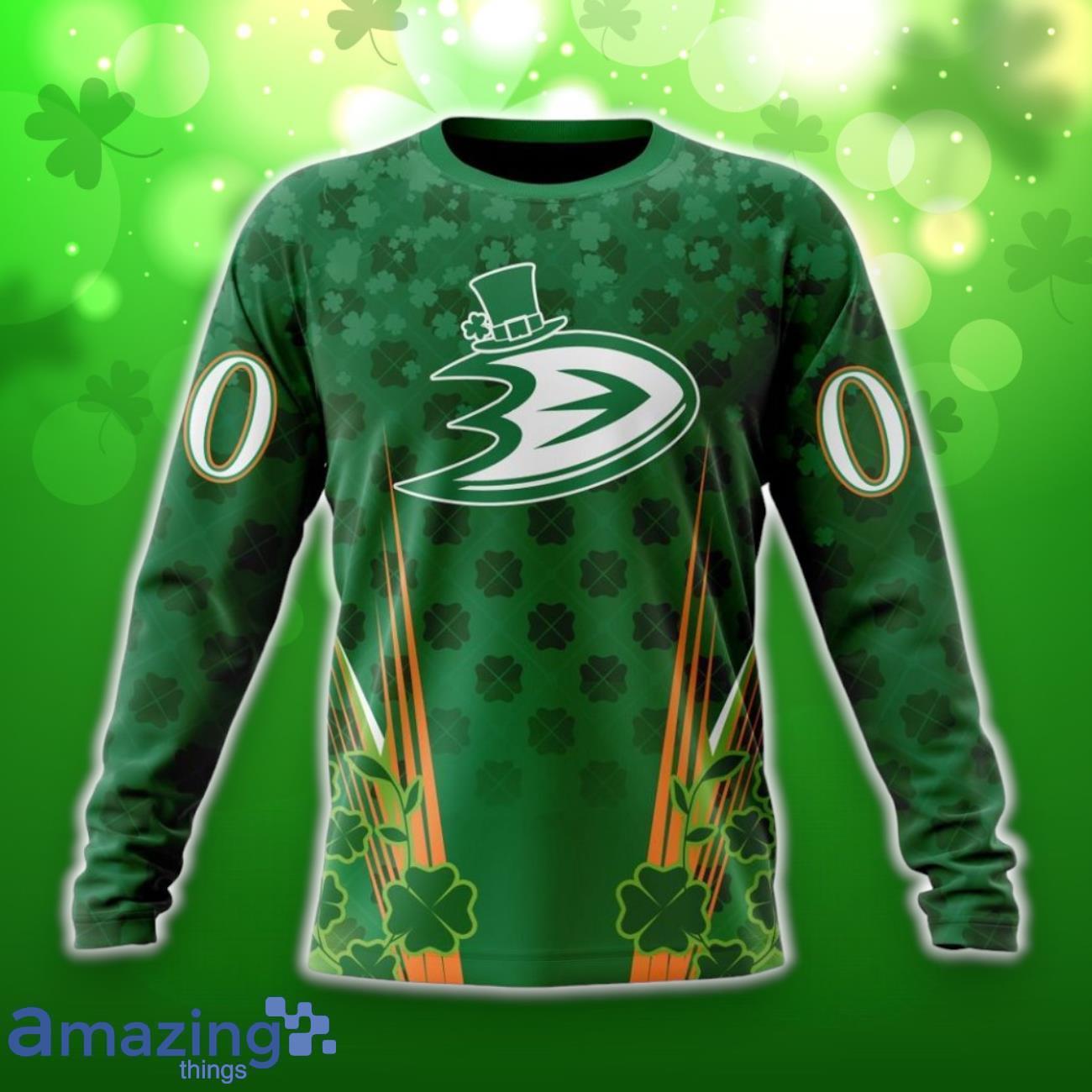 Anaheim Ducks Full Green Design For St. Patrick’s Day 3D Shirt Hoodies Custom Number & Name image Anaheim Ducks Full Green Design For St. Patrick’s Day 3D Shirt Hoodies Custom Number & Name Product Photo 4