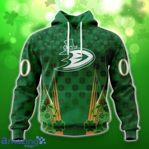 Anaheim Ducks Full Green Design For St. Patrick’s Day 3D Shirt Hoodies Custom Number & Name Product Photo 1