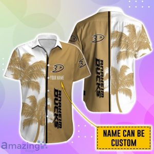 Anaheim Ducks Hawaiian Shirt And Short Palm Tree Custom Name Product Photo 2