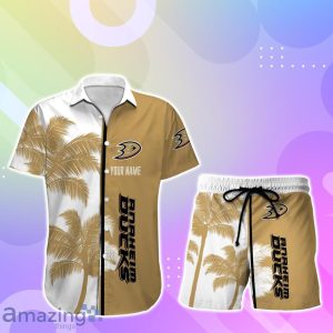 Anaheim Ducks Hawaiian Shirt And Short Palm Tree Custom Name Product Photo 1
