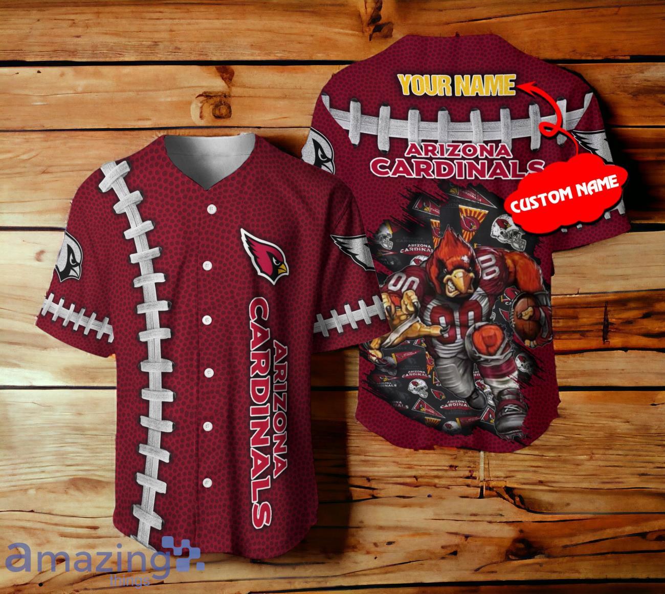 Arizona Cardinals NFL 3D Mascot Custom Name Baseball Jersey image Arizona Cardinals NFL 3D Mascot Custom Name Baseball Jersey Product Photo 1