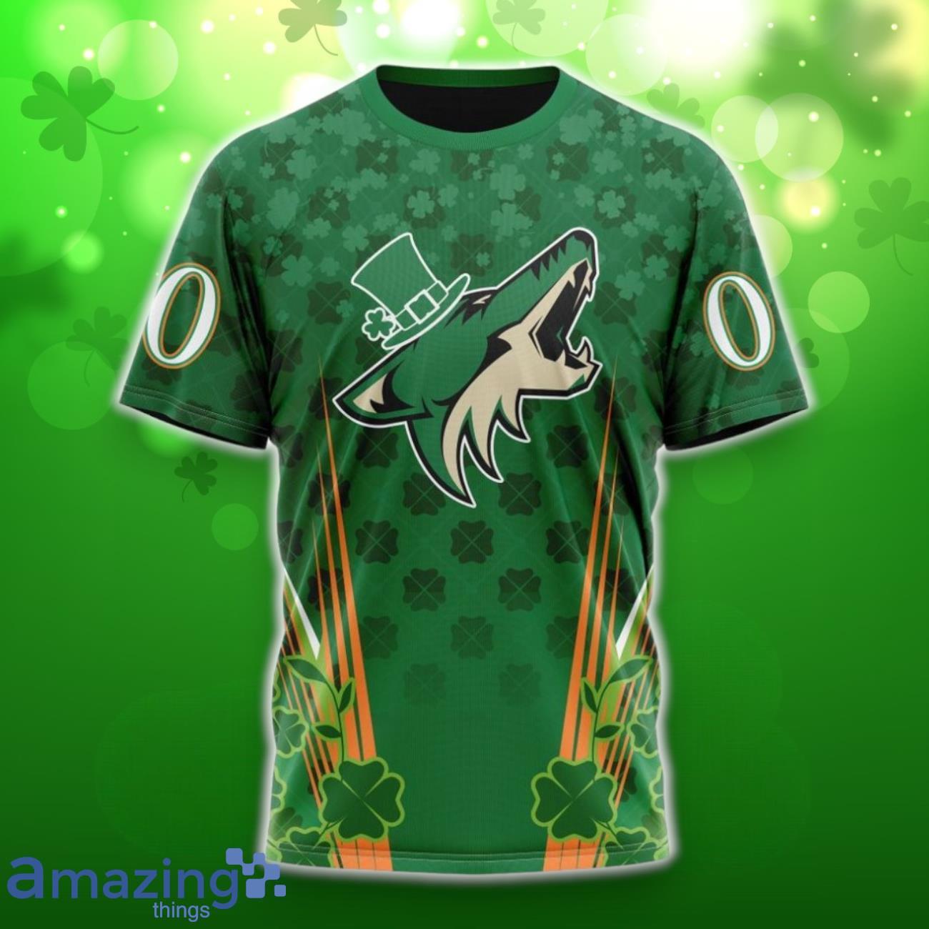 Arizona Coyotes Full Green Design For St. Patrick’s Day 3D Shirt Hoodies Custom Number & Name image Arizona Coyotes Full Green Design For St. Patrick’s Day 3D Shirt Hoodies Custom Number & Name Product Photo 6