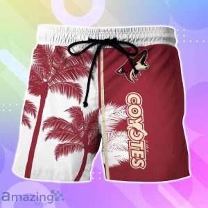 Arizona Coyotes Hawaiian Shirt And Short Palm Tree Custom Name Product Photo 3