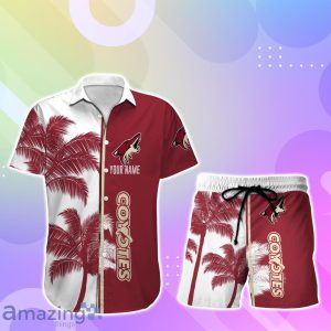 Arizona Coyotes Hawaiian Shirt And Short Palm Tree Custom Name Product Photo 1