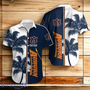 Auburn Tigers Hawaiian Shirt And Short Palm Tree Custom Name Product Photo 2