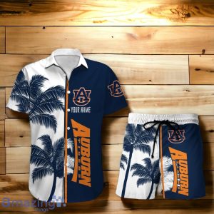 Auburn Tigers Hawaiian Shirt And Short Palm Tree Custom Name Product Photo 1
