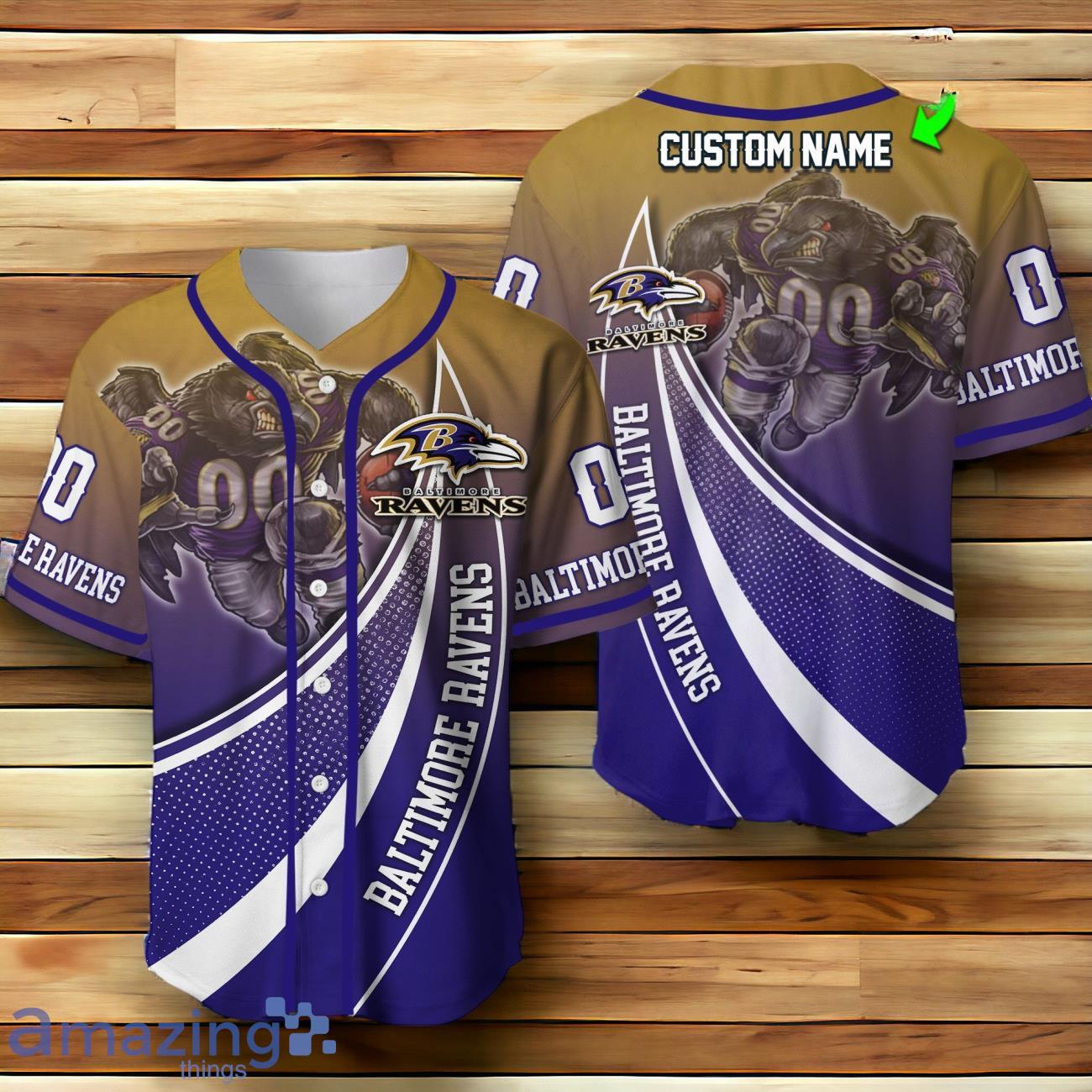 Baltimore Ravens 3D Mascot Baseball Jersey Custom Number And Name image Baltimore Ravens 3D Mascot Baseball Jersey Custom Number And Name Product Photo 1