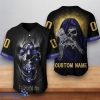 Baltimore Ravens NFL Custom Number & Name Skull 3D Baseball Jersey