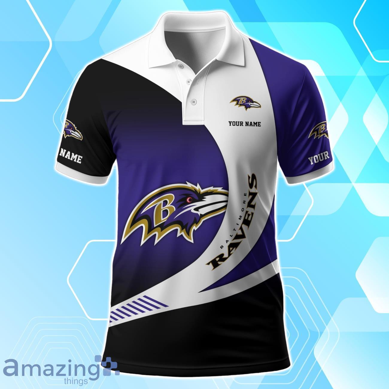 Baltimore Ravens Polo Shirt Custom Name Sport 3D Clothings For Fans image Baltimore Ravens Polo Shirt Custom Name Sport 3D Clothings For Fans Product Photo 2