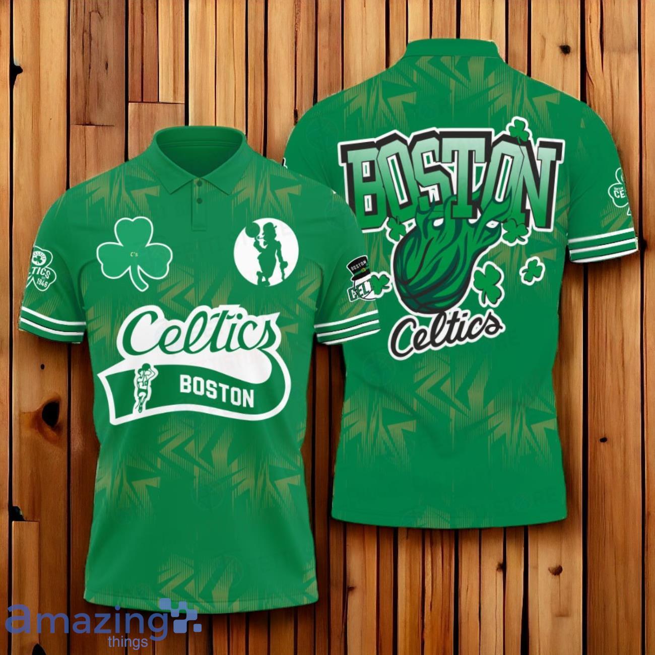 Boston Celtics Basketball Patrick's Day Art Design Basketball Polo Shirt Product Photo 1