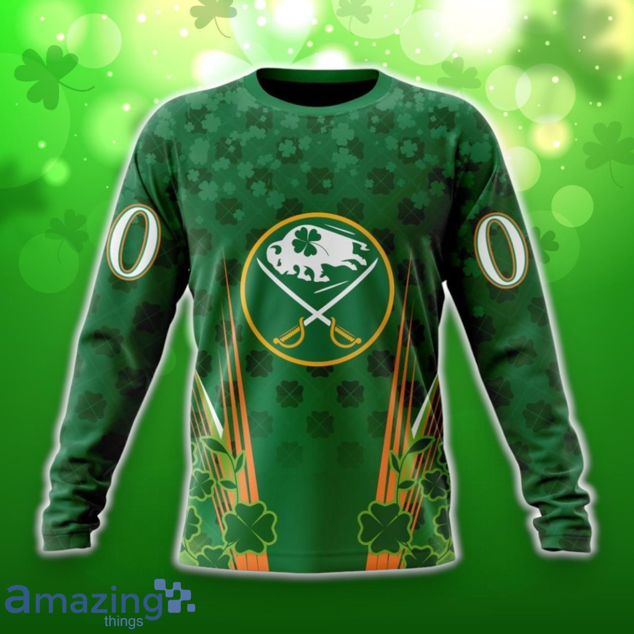 Buffalo Sabres Full Green Design For St. Patrick’s Day 3D Shirt Hoodies Custom Number & Name image Buffalo Sabres Full Green Design For St. Patrick’s Day 3D Shirt Hoodies Custom Number & Name Product Photo 4