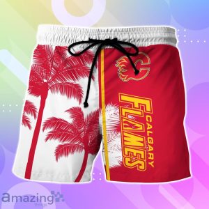Calgary Flames Hawaiian Shirt And Short Palm Tree Custom Name Product Photo 3