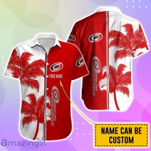 Carolina Hurricanes Hawaiian Shirt And Short Palm Tree Custom Name Product Photo 2