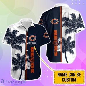 Chicago Bears Hawaiian Shirt And Short Palm Tree Custom Name Product Photo 2