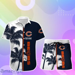 Chicago Bears Hawaiian Shirt And Short Palm Tree Custom Name Product Photo 1