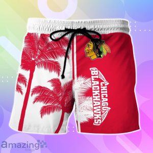 Chicago Blackhawks Hawaiian Shirt And Short Palm Tree Custom Name Product Photo 3