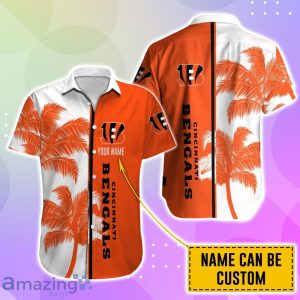 Cincinnati Bengals Hawaiian Shirt And Short Palm Tree Custom Name Product Photo 2