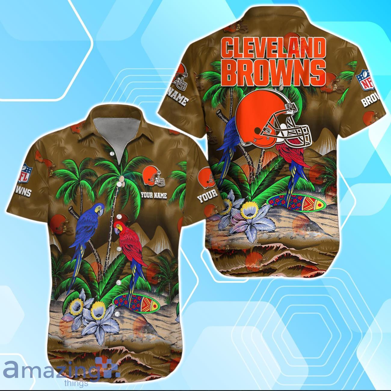 Cleveland Browns Hawaiian Shirt Summer Gifts For Fans Custom Name image Cleveland Browns Hawaiian Shirt Summer Gifts For Fans Custom Name Product Photo 1