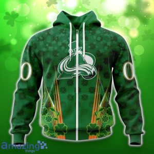 Colorado Avalanche Full Green Design For St. Patrick’s Day 3D Shirt Hoodies Custom Number & Name Product Photo 2