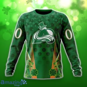 Colorado Avalanche Full Green Design For St. Patrick’s Day 3D Shirt Hoodies Custom Number & Name Product Photo 4