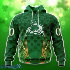 Colorado Avalanche Full Green Design For St. Patrick’s Day 3D Shirt Hoodies Custom Number & Name Product Photo 1