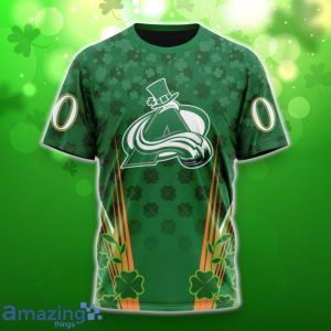 Colorado Avalanche Full Green Design For St. Patrick’s Day 3D Shirt Hoodies Custom Number & Name Product Photo 6