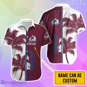 Colorado Avalanche Hawaiian Shirt And Short Palm Tree Custom Name Product Photo 2