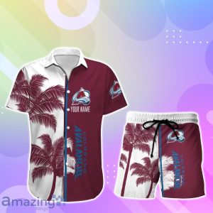 Colorado Avalanche Hawaiian Shirt And Short Palm Tree Custom Name Product Photo 1